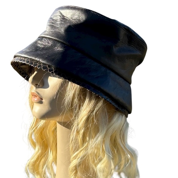 Vintage Leather Bucket Hat - Picture 4 of 10